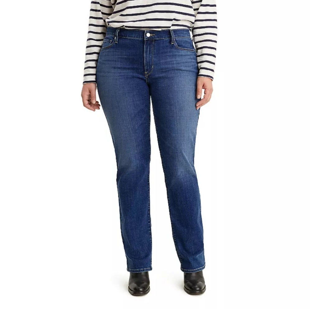 Levi's Jeans SIZE 24W Short Classic Straight Mid-High Rise Dark Wash Stretch